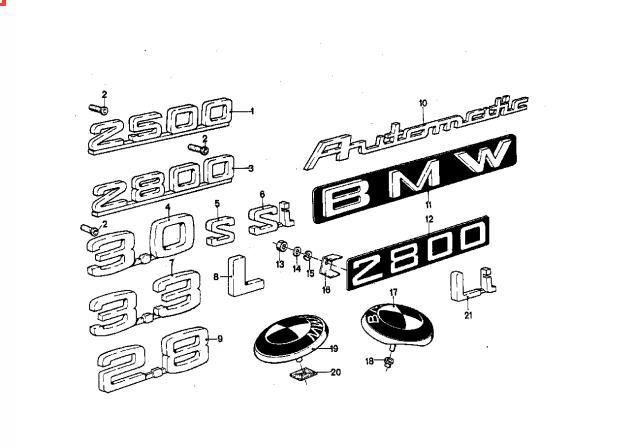 Originale BMW E3 berlina coperchio bagagliaio posteriore emblema L distintivo firma logo OEM 51141834335 - Foto 1 di 1